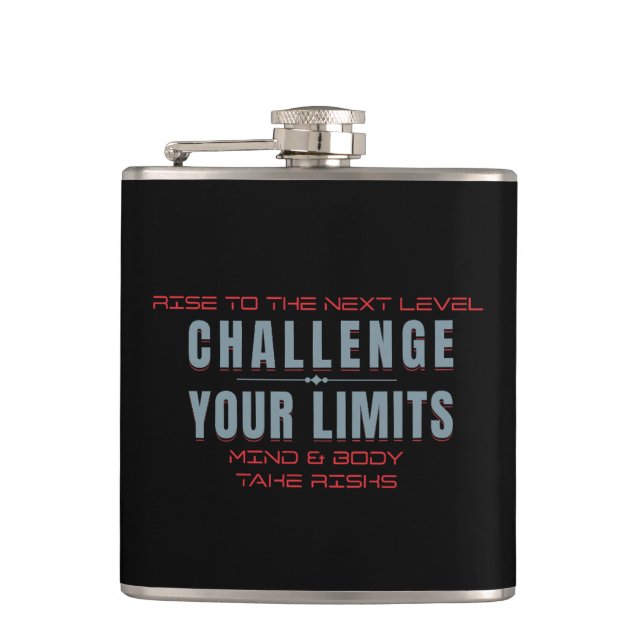 Challenge Your Limits Next Level Inspirational  Hip Flask (Front)