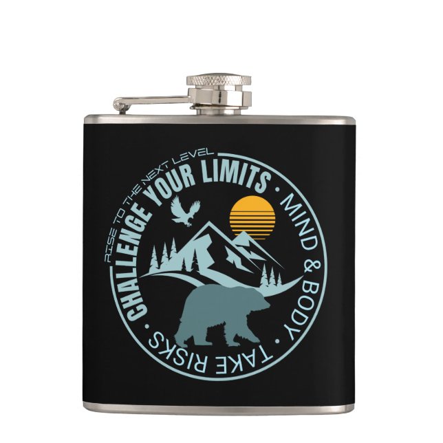 Challenge Your Limits Next Level Inspirational  Hip Flask (Front)