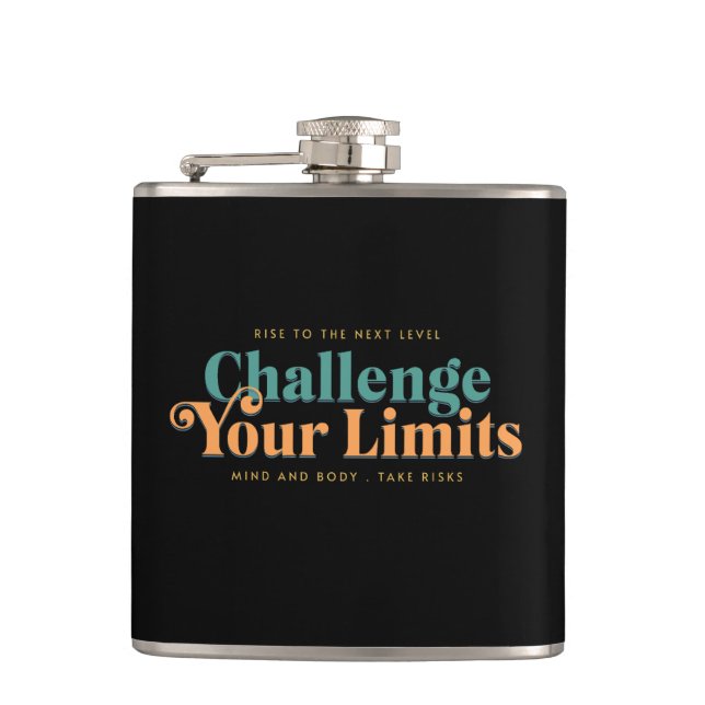 Challenge Your Limits Next Level Inspirational  Hip Flask (Front)