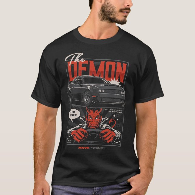  Challenger Demon Automotive Car Illustration T-Shirt (Front)