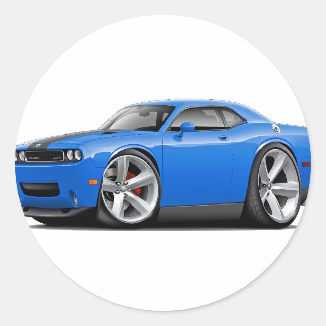 Challenger SRT8 Blue-Black Car Classic Round Sticker (Front)