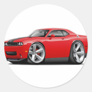 Challenger SRT8 Red-Black Car Classic Round Sticker