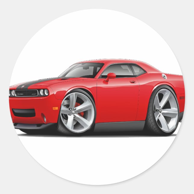Challenger SRT8 Red-Black Car Classic Round Sticker (Front)