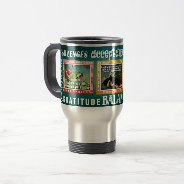 challenges slogans butterflies 12-step green mug (Front Left)