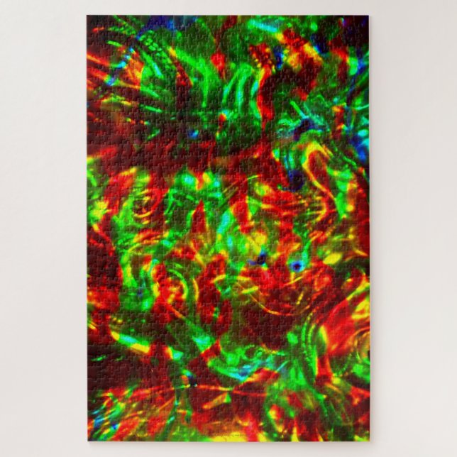 Challenging Lime Green, Red Holographic Puzzles (Vertical)
