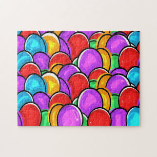 Challenging Personalised Colourful Easter Eggs Jigsaw Puzzle
