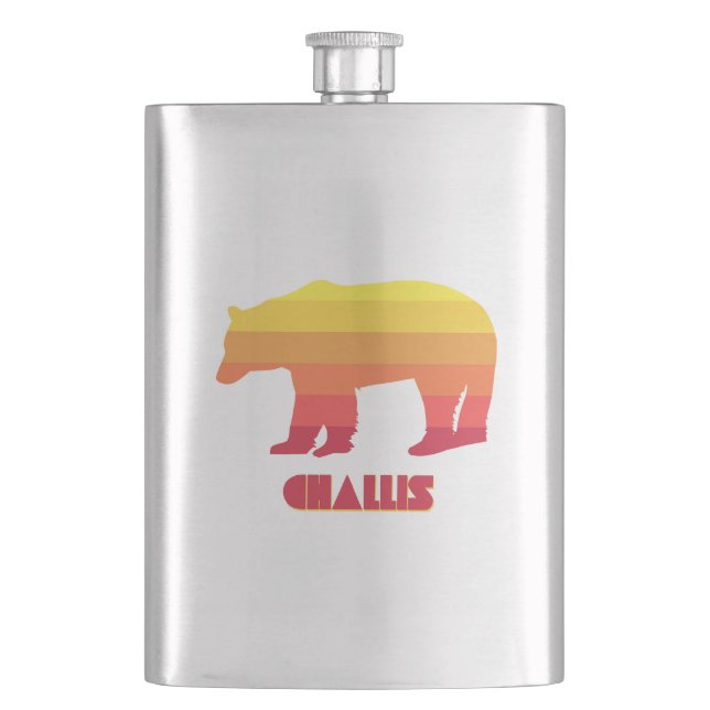 Challis Idaho Rainbow Bear Hip Flask (Front)