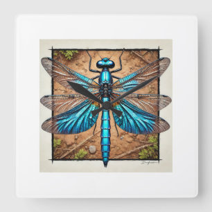 Chalybeothemis Dragonfly 210824IREF213 - Watercolo Square Wall Clock