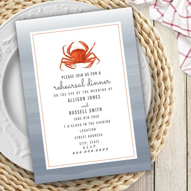 Chambray Crab Wedding Rehearsal Dinner Invitation (Creator Uploaded)