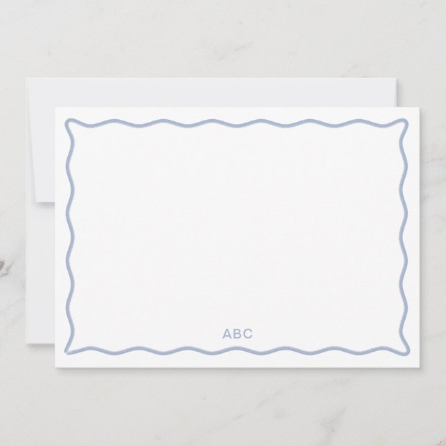 Chambray Wavy Trim Note Card (Front)