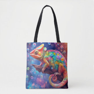 Chameleon 2 bubbles tote bag