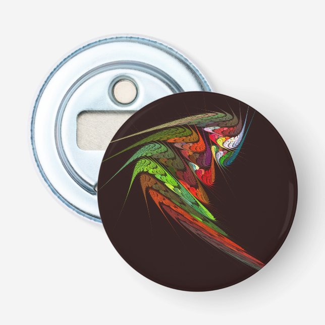 Chameleon Abstract Art Button Bottle Opener (Front)