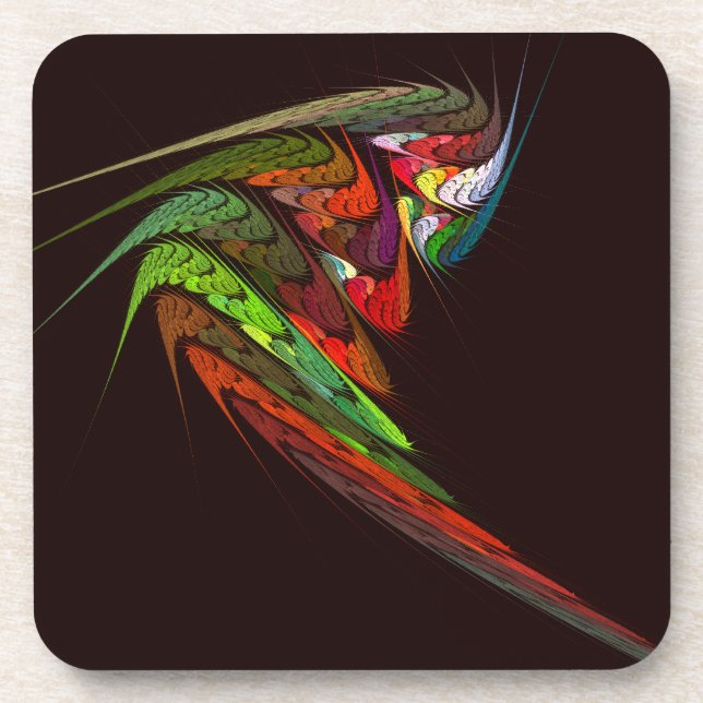 Chameleon Abstract Art Cork Coaster (Front)