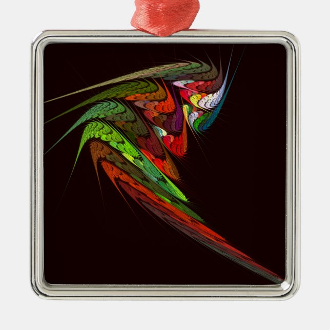 Chameleon Abstract Art Square Metal Tree Decoration (Front)