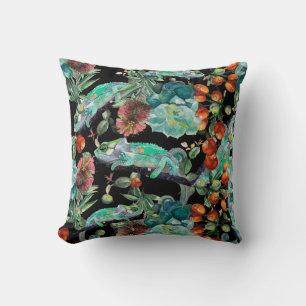 Chameleon and Succulent Pillow