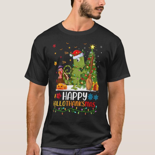 Chameleon Animal   Happy Chameleon Hellothanksmas T-Shirt (Front)