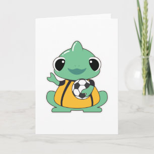 Chameleon as Goalkeeper with Soccer ball Card