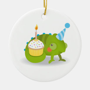 Chameleon birthday ceramic tree decoration