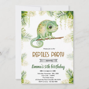 Chameleon birthday party invitation