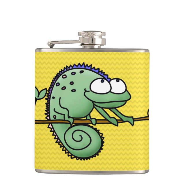 Chameleon Cute Funny  Hip Flask (Front)
