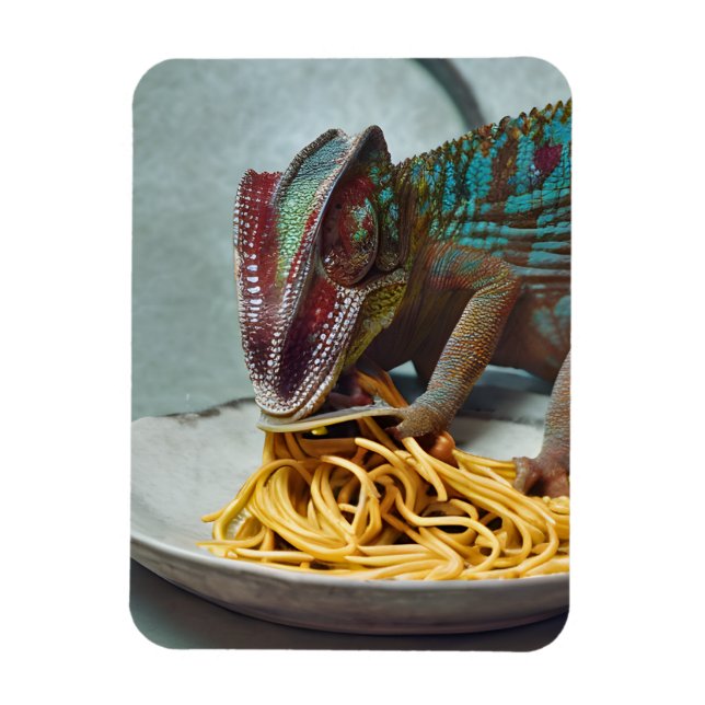 Chameleon Eating Spaghetti  Magnet (Vertical)