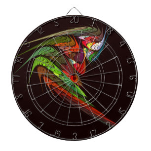 Chameleon Fractal Abstract Art in Vibrant Motion Dartboard
