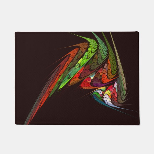 Chameleon Fractal Abstract Art in Vibrant Motion Doormat (Front)