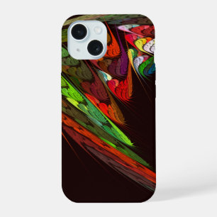 Chameleon Fractal Abstract Art in Vibrant Motion iPhone 15 Case