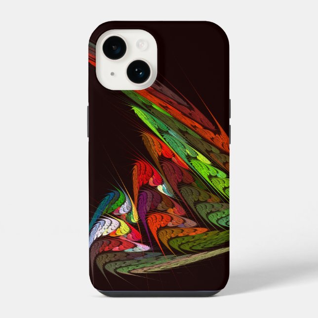 Chameleon Fractal Abstract Art in Vibrant Motion iPhone Case (Back)