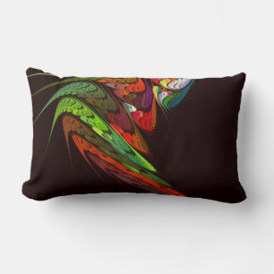 Chameleon Fractal Abstract Art in Vibrant Motion Lumbar Cushion