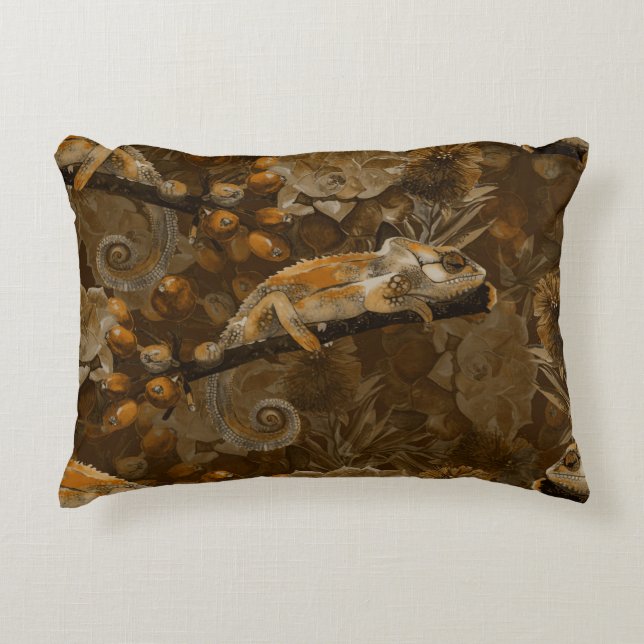 Chameleon Garden Throw Pillow (Front)