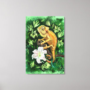 Chameleon In Leaves Canvas Print
