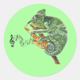 Chameleon Jazz Saxophone Classic Round Sticker