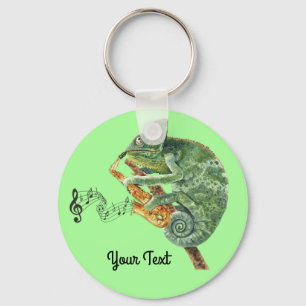 Chameleon Jazz Saxophone Custom Text Key Ring