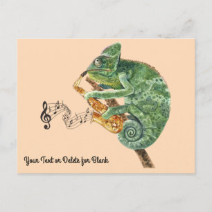Chameleon Jazz Saxophone Custom Text Postcard