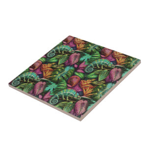 Chameleon Jungle Dreams Seamless Surface Pattern Tile