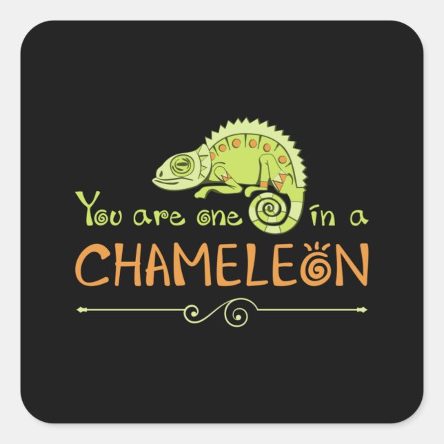 Chameleon Lizard Reptile Gecko Dragon Funny Gift Square Sticker (Front)