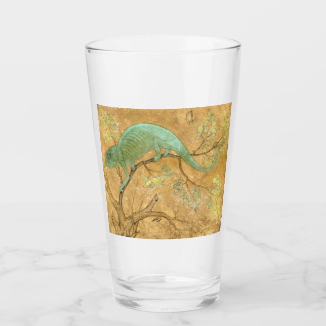 Chameleon (Lizard) (Reptile) (Mughal Art) (Asian) Glass (Front)