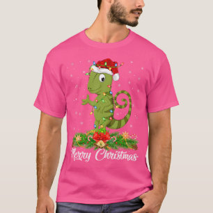 Chameleon Lover Matching Santa Hat Chameleon Chris T-Shirt