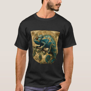 Chameleon Lover Portrait Artwork Wildlife Colourfu T-Shirt