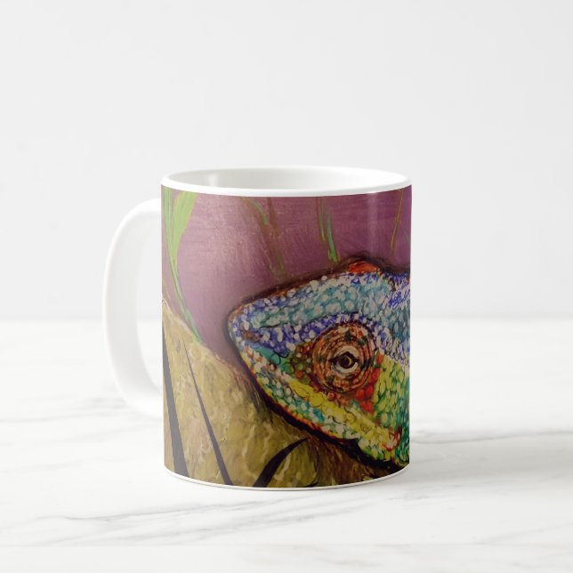 Chameleon Mug with Original artwork (Front Left)