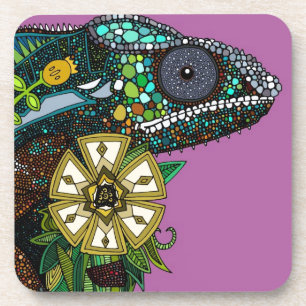 chameleon orchid coaster