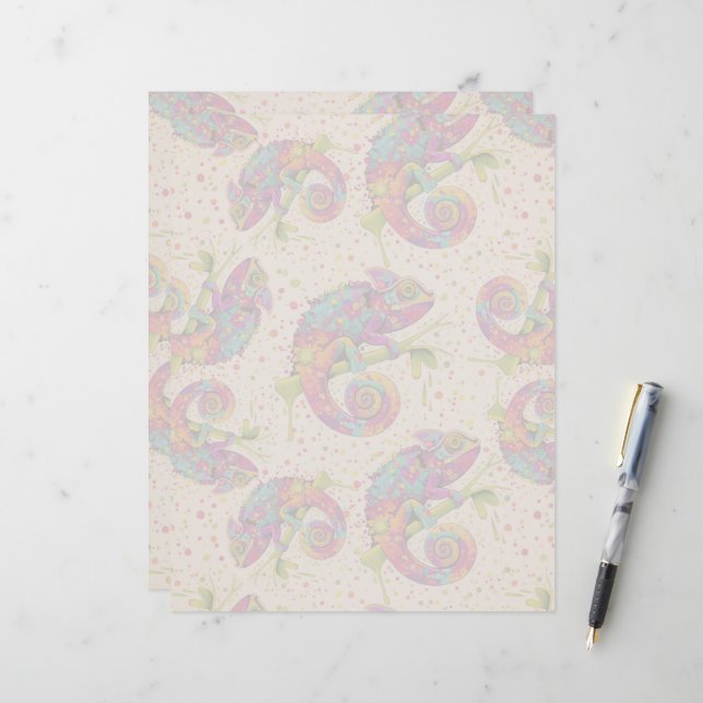 Chameleon Paint Stains Watercolor Style (Front/Back In Situ)