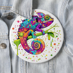 Chameleon Paint Stains Watercolor Style 6 Cm Round Badge