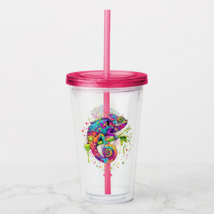 Chameleon Paint Stains Watercolor Style Acrylic Tumbler