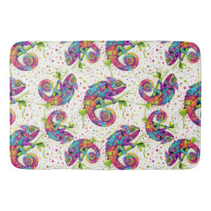 Chameleon Paint Stains Watercolor Style Bath Mat