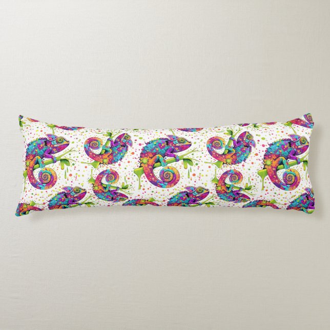 Chameleon Paint Stains Watercolor Style Body Cushion (Front)