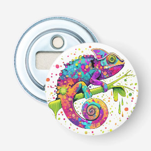Chameleon Paint Stains Watercolor Style Bottle Opener