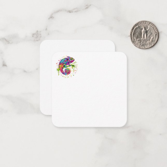Chameleon Paint Stains Watercolor Style Card (Front/Back In Situ)