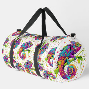 Chameleon Paint Stains Watercolor Style Duffle Bag